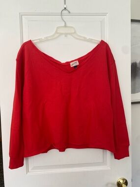 Universal Thread Red V-Neck Pullover Sweatshirt
